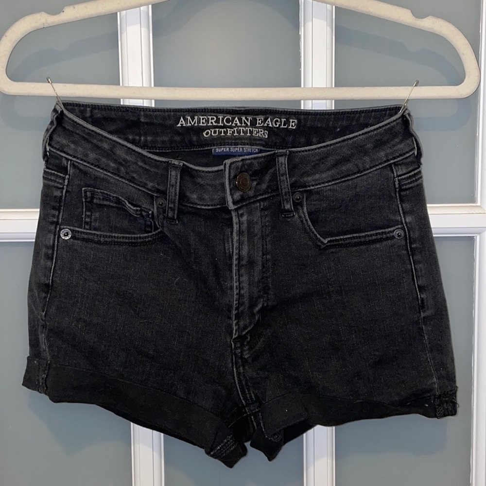 American Eagle Outfitters: Super Super Stretch Black Jean Shorts - Size 4